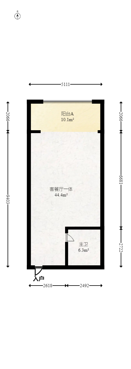 京武浪琴山三期（京武中心）  1室1厅1卫   63.00万室内图1