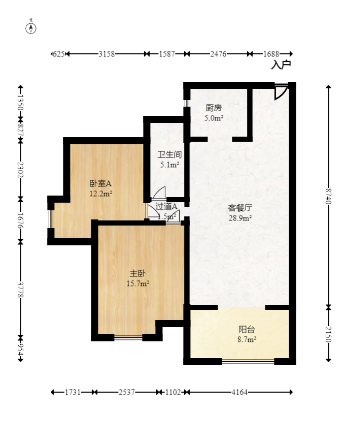 莱茵城  2室2厅1卫   95.00万室内图1