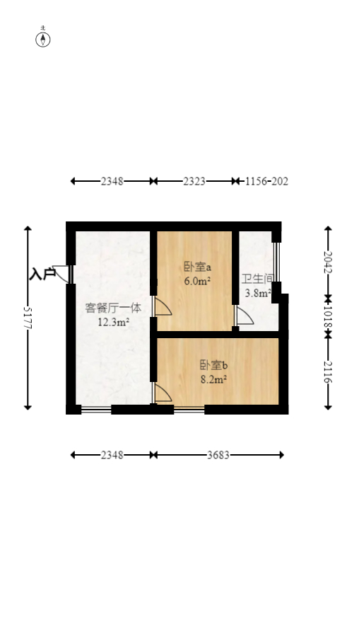 澳海澜庭  2室0厅1卫   35.00万室内图1