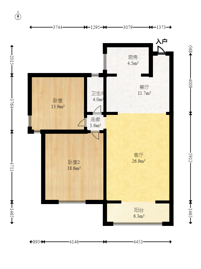 方略学府佳境  2室2厅1卫    49.8万室内图1