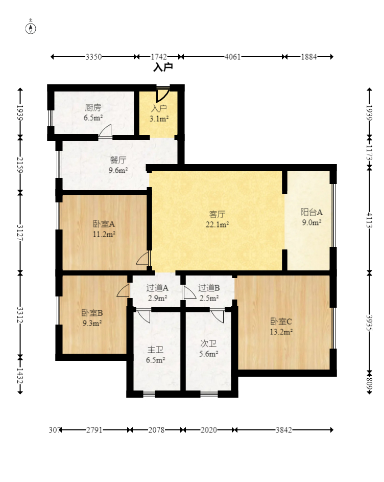 中建嘉和城  3室2厅2卫   105.00万室内图1