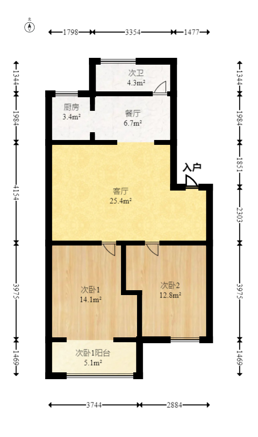 湖开小区（湖南开关厂宿舍）/南大桥社区  2室2厅1卫   38.00万室内图1