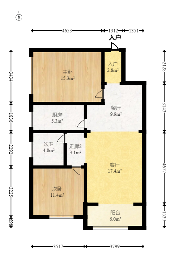 翠玉园（新旧区）  2室2厅1卫    155.0万室内图1