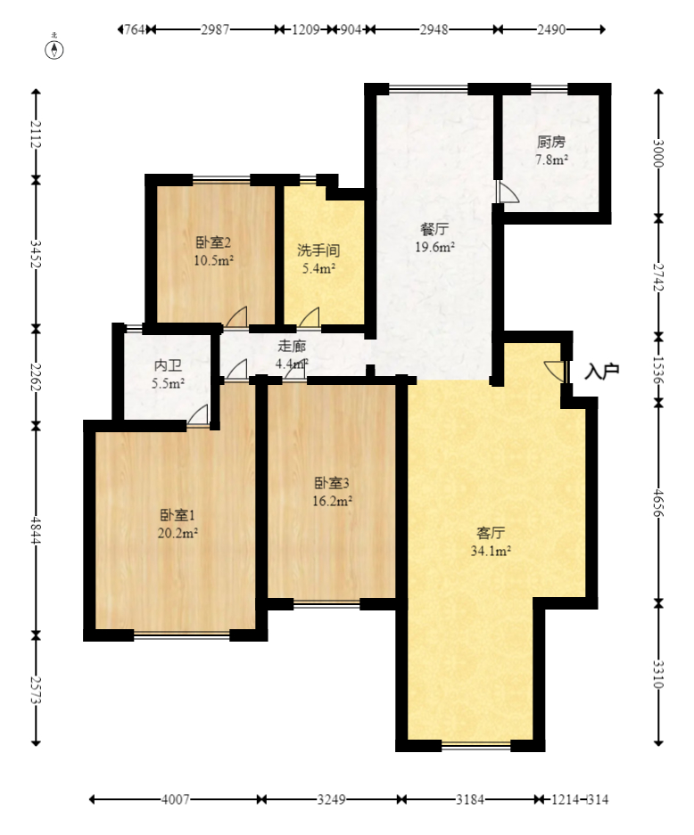 嘉宇盛世华章  3室2厅1卫   159.00万室内图1
