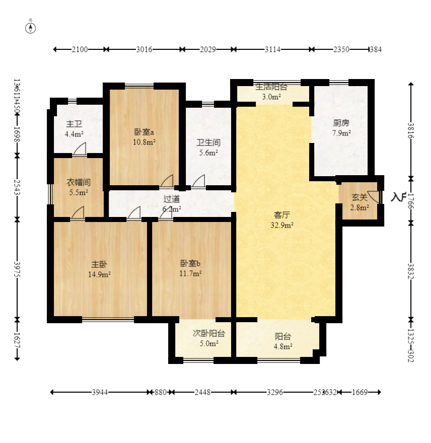 新城国际花都 3室2厅1卫 86.0万 新城国际花都 3室2厅1卫 86.0万户型图