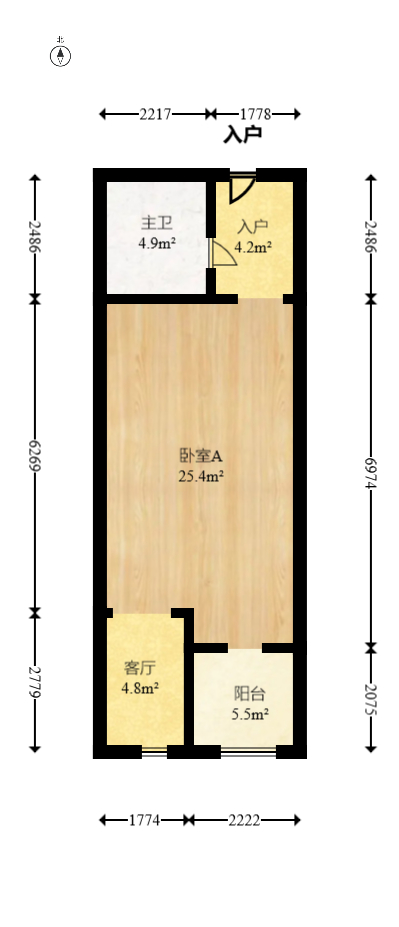 美洲故事  1室1厅1卫   43.00万室内图1
