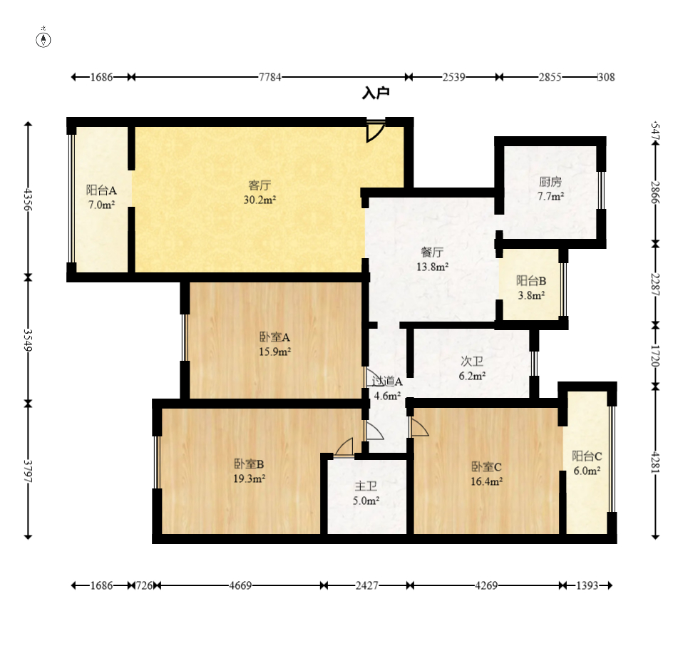 满庭芳小区  3室2厅2卫    139.0万室内图1