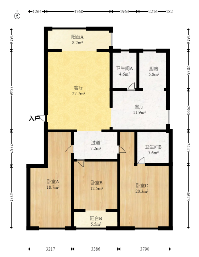 万煦园  3室2厅2卫   139.00万室内图1