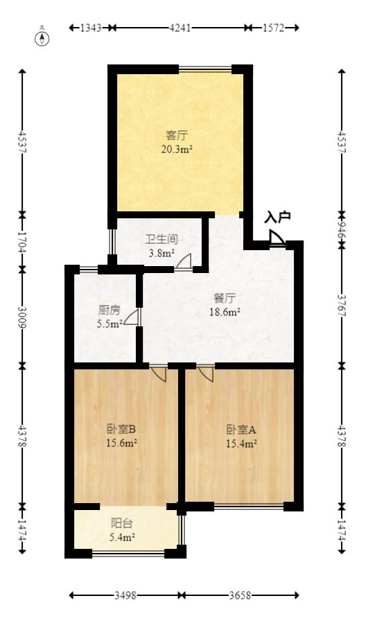 雅泰家园  2室1厅1卫   60.60万室内图1