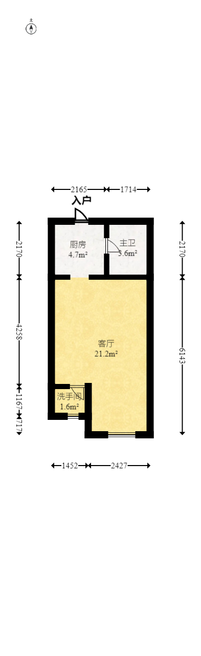 月亮湾草莓街区一、二期  1室1厅1卫   22.30万室内图1