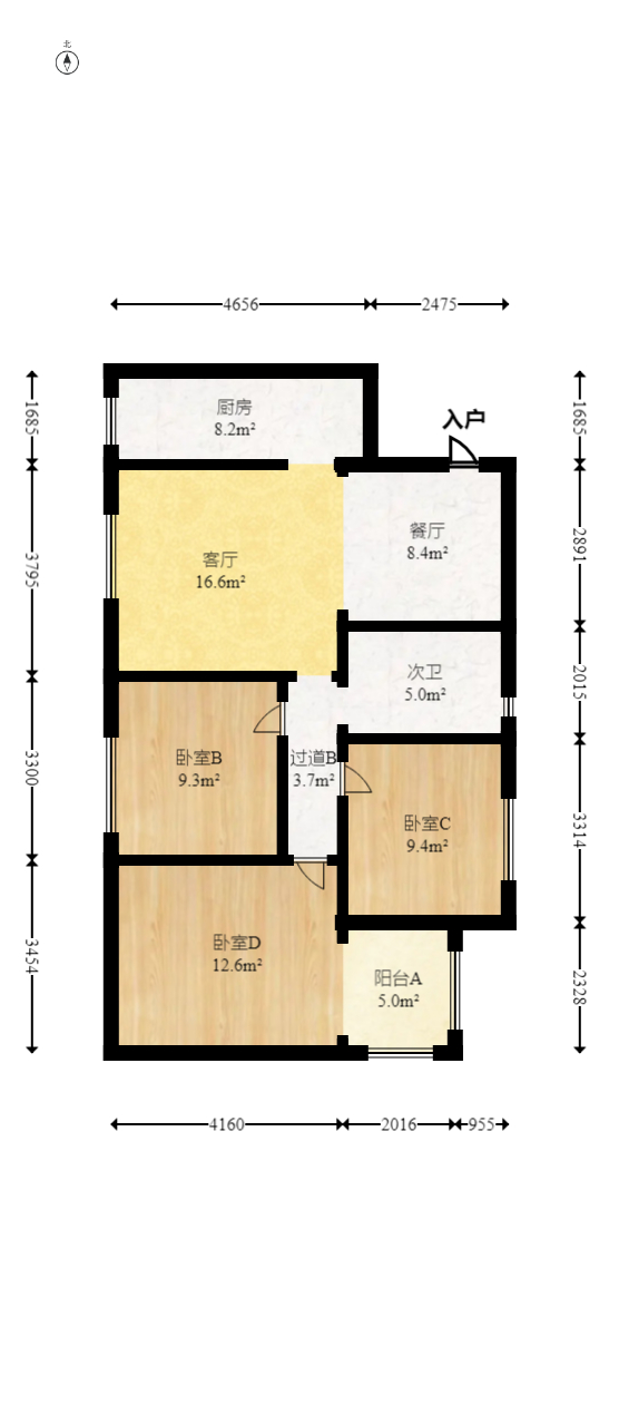 蓝光幸福满庭 3室2厅1卫 82.0万 蓝光幸福满庭 3室2厅1卫 82.0万户型图