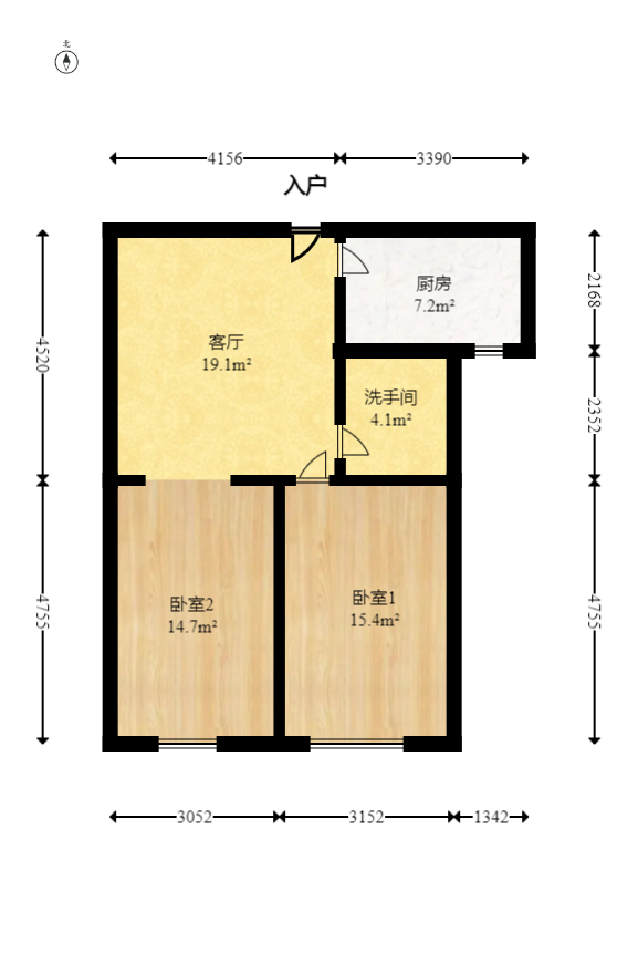 益佳苑  2室1厅1卫   55.00万室内图1