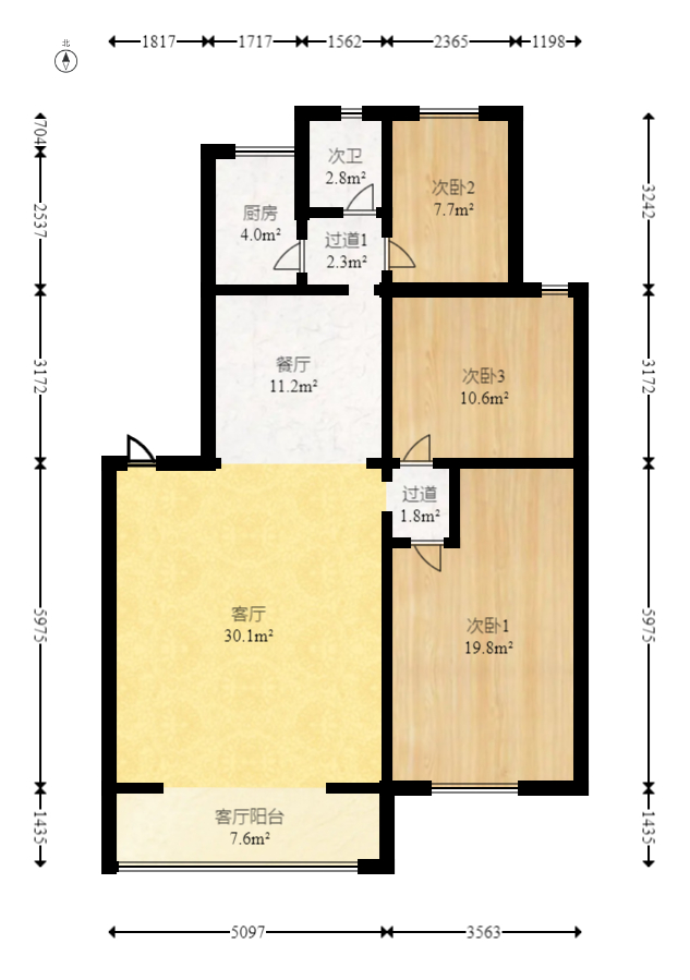 森宇佳园 3室1厅1厨1卫 82.80万室内图1