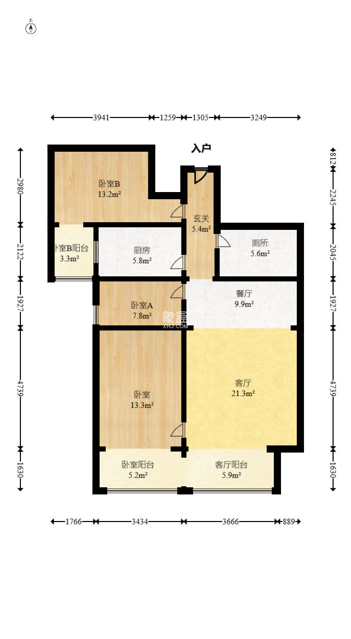 阳光100三期  3室2厅1卫   98.00万