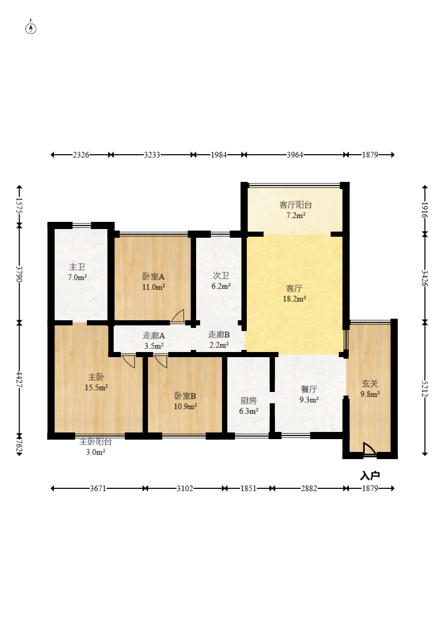 中建芙蓉嘉苑  3室2厅2卫    100.0万室内图1