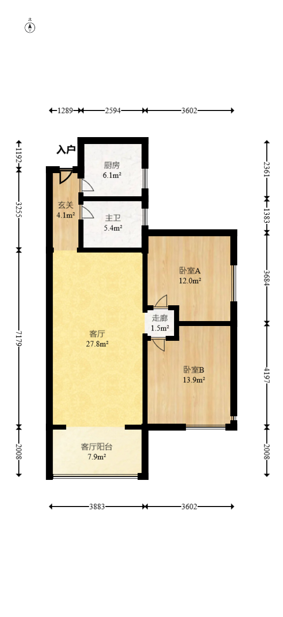 保利花园  2室2厅1卫    88.82万室内图1