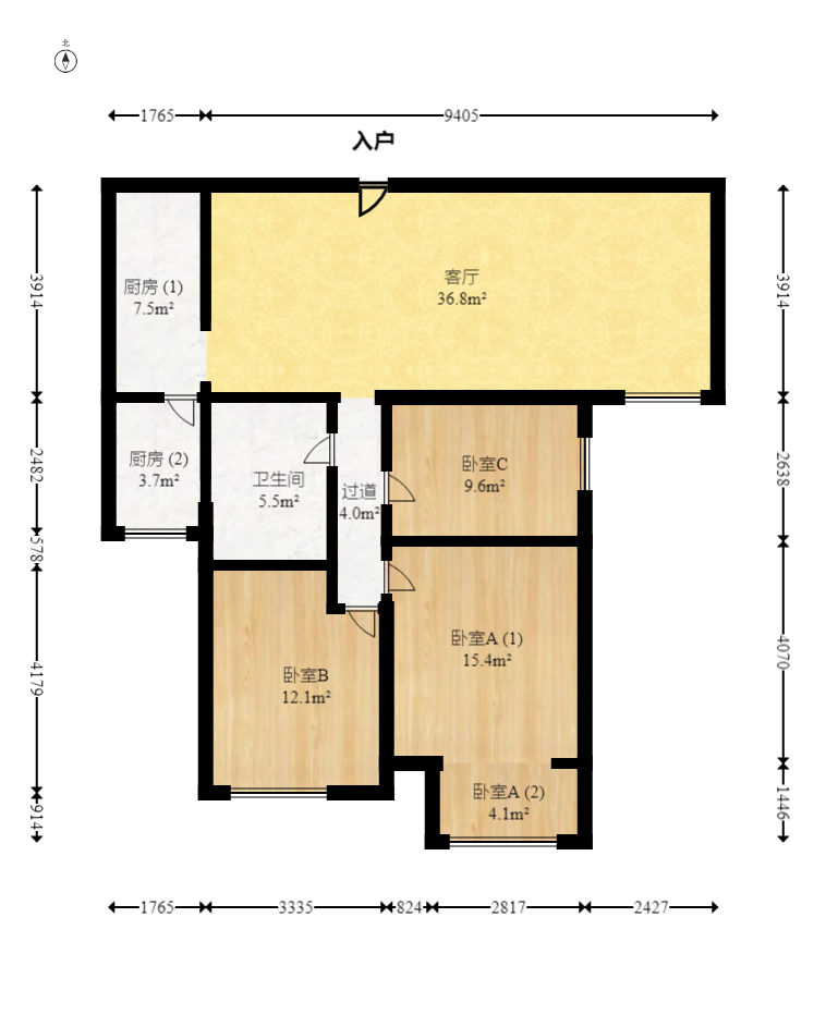 中海梅溪湖壹号  3室2厅1卫   150.00万 中海梅溪湖壹号  3室2厅1卫   150.00万户型图