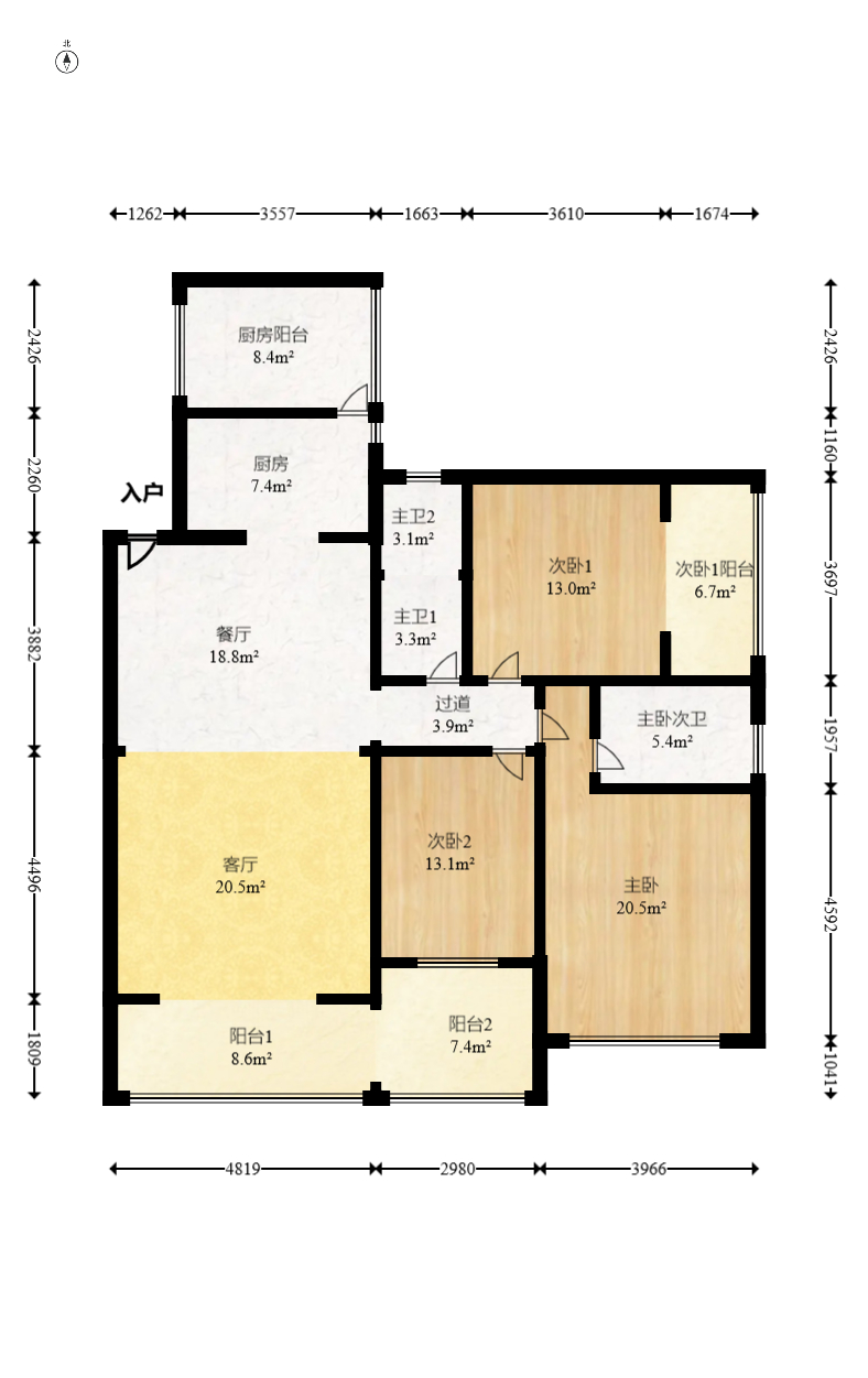 江臨天下  3室2廳2衛(wèi)    120.0萬室內(nèi)圖1