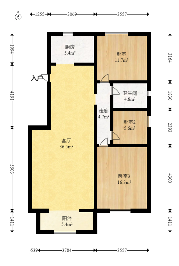 东城名苑  3室2厅1卫   48.80万室内图1