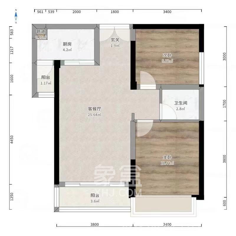 理工学院  2室1厅1卫   1000.00元/月室内图1