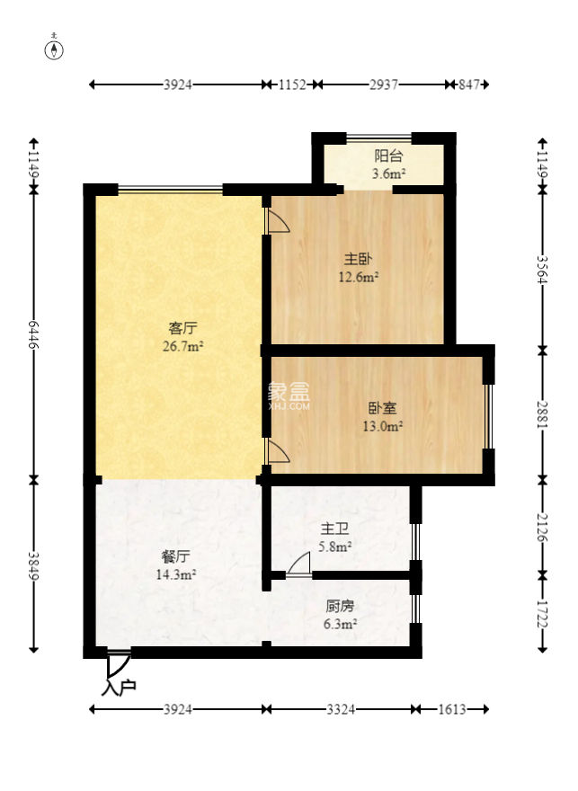 山水华景  2室2厅1卫   65.80万