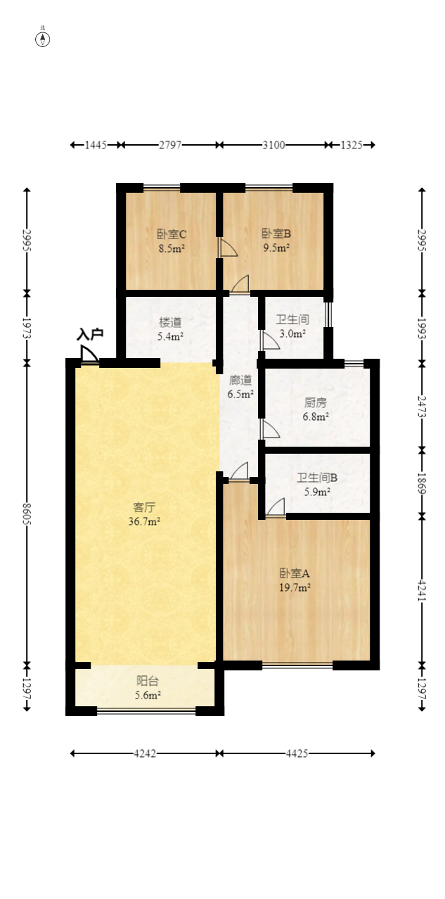 锦绣家园  5室2厅2卫   220.00万室内图1