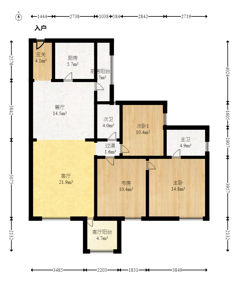 景秀江山  3室2廳2衛(wèi)    120.0萬(wàn)室內(nèi)圖1
