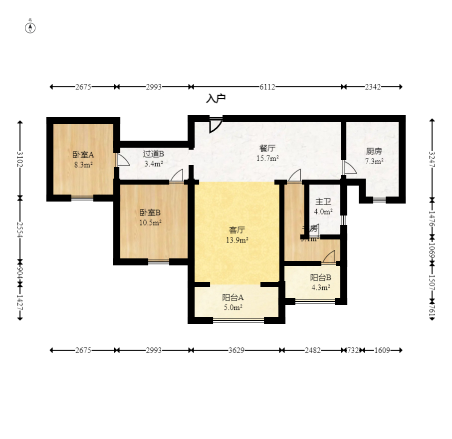 中建嘉和城  3室2厅1卫   91.00万室内图1