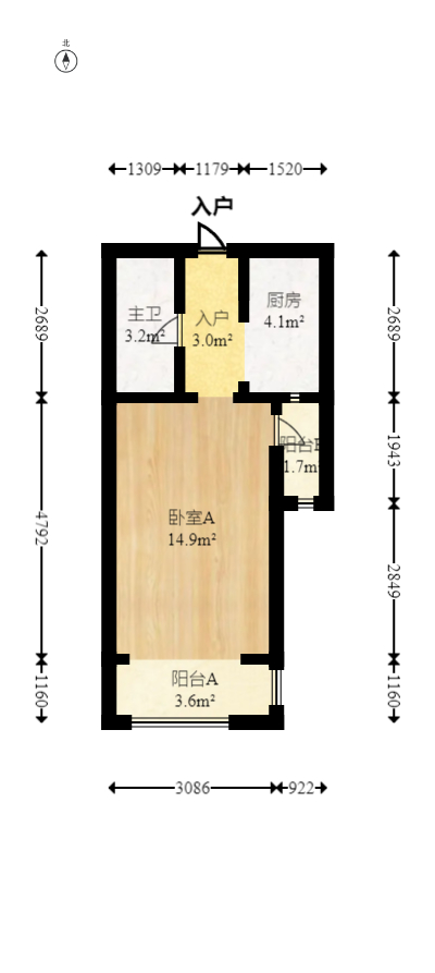 中建信和城  1室1厅1卫   56.00万室内图1