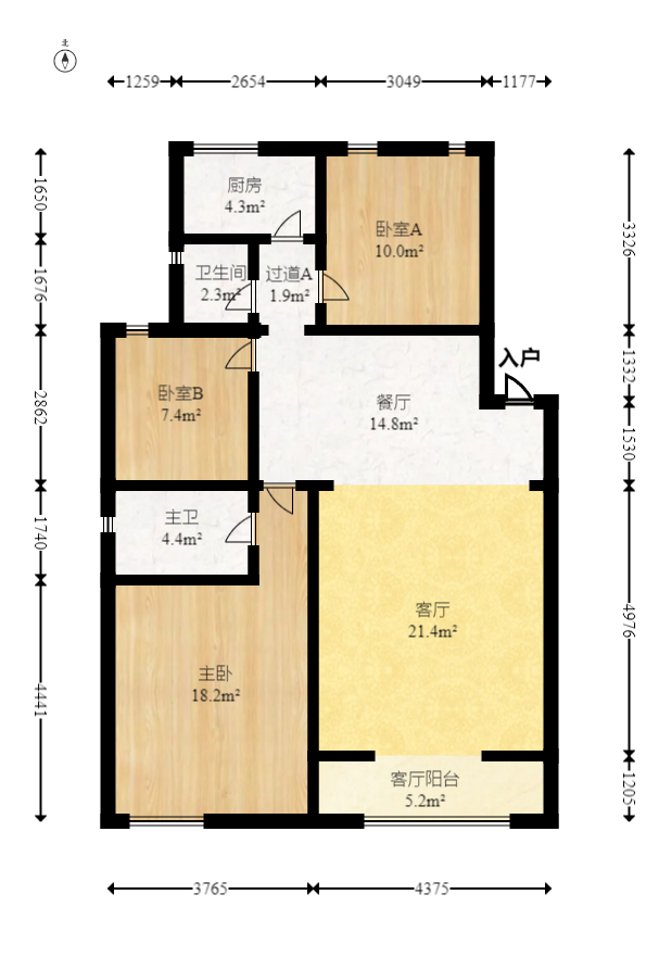 水木兰庭  3室2厅2卫   42.80万室内图1