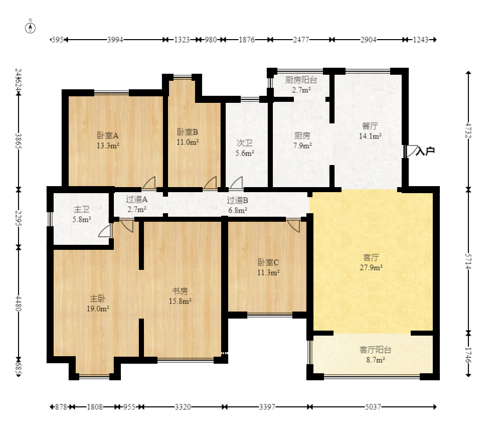 八方小区D区  5室2厅2卫   471.00万室内图1