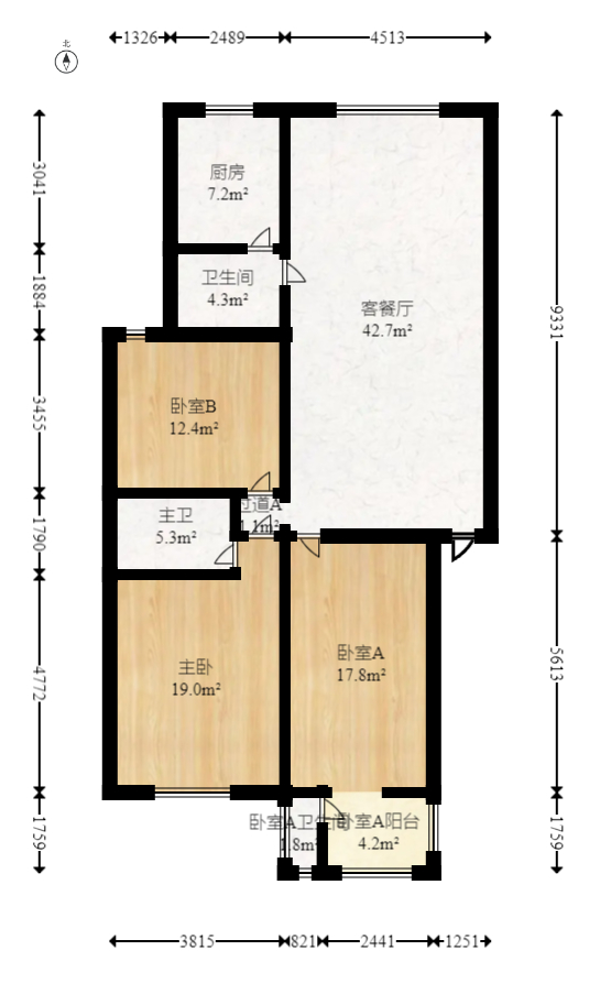 银晟花园  3室2厅1卫   75.00万室内图1