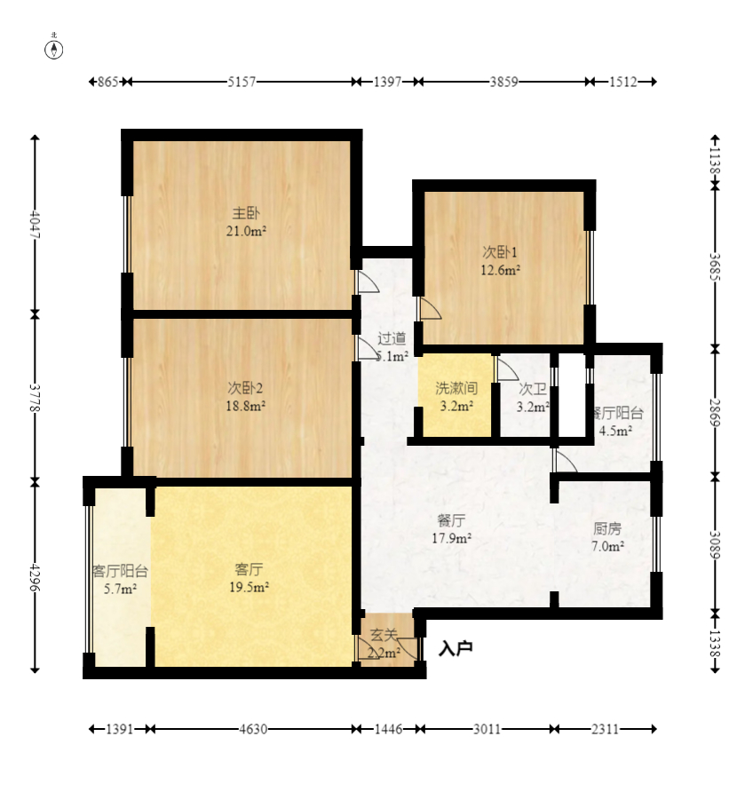 西城龙庭  3室2厅1卫   158.00万室内图1
