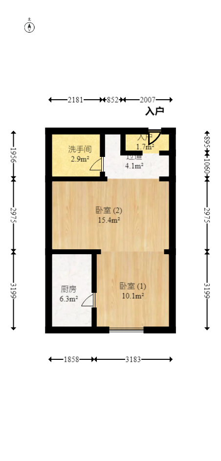第六都（陆都小区）  1室1厅1卫   64.00万室内图1