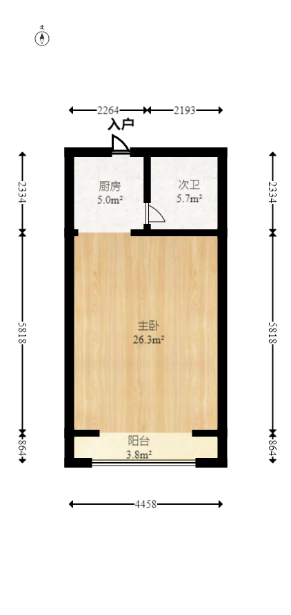 钱隆樽品(一、二、三期)  1室1厅1卫   33.00万室内图1