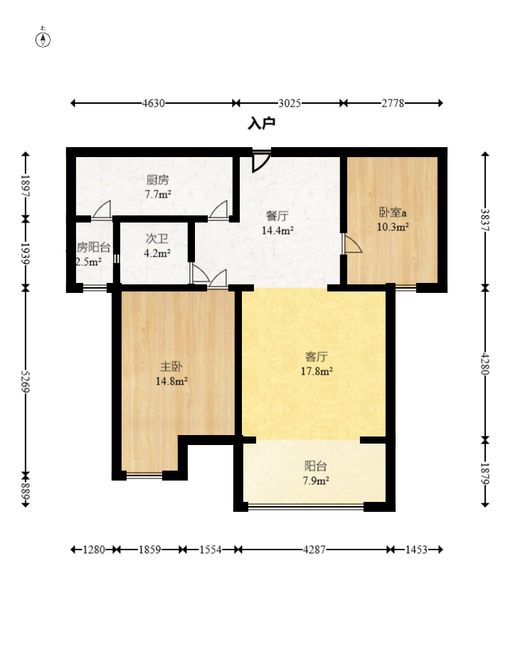 保利麓谷林语D区  2室2厅1卫    68.0万室内图1
