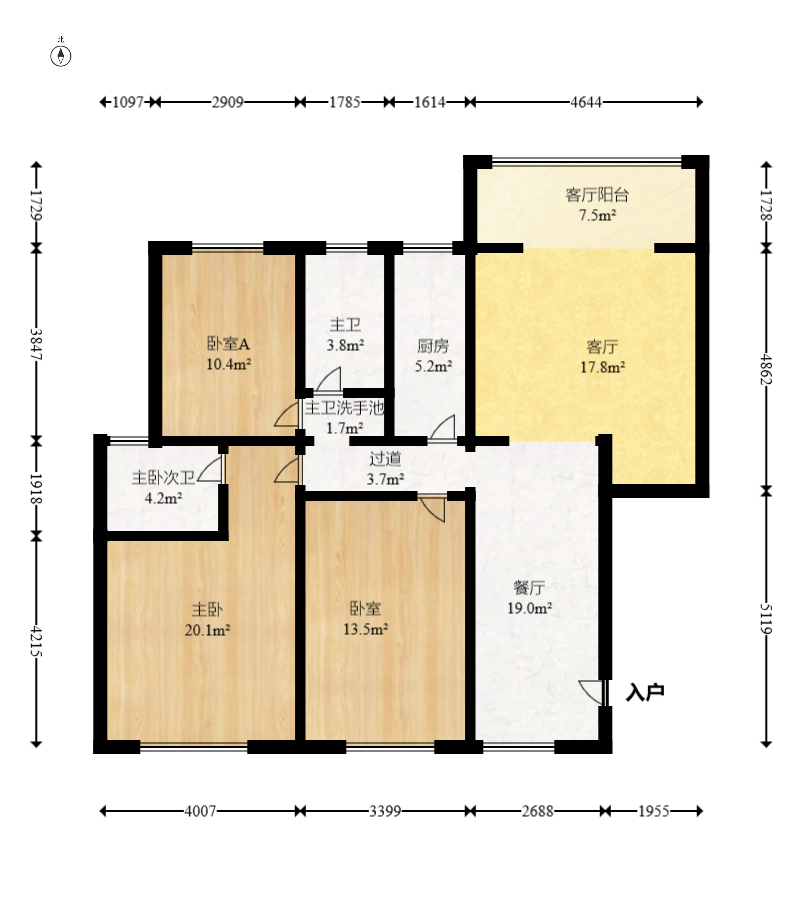 蝴蝶谷 3室2厅2卫 85.0万 蝴蝶谷 3室2厅2卫 85.0万户型图