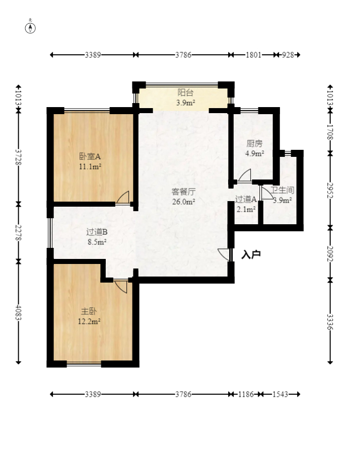 联美品格  3室2厅1卫   63.50万室内图1