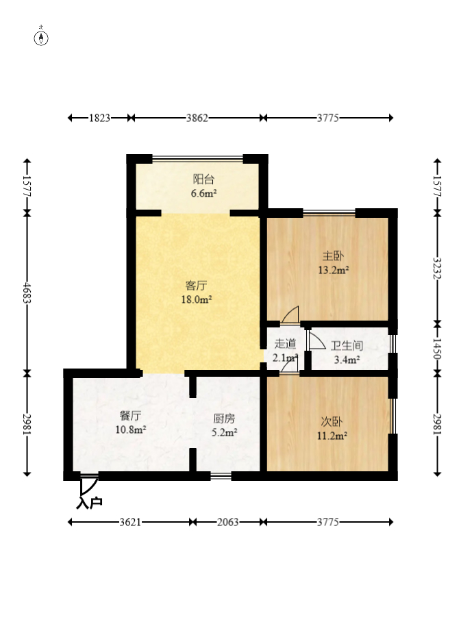 蔚兰天成 2室2厅1卫 105.0万 蔚兰天成 2室2厅1卫 105.0万户型图