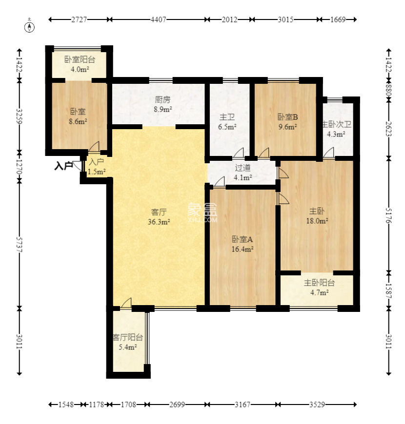 楚天世纪城东苑  4室2厅2卫    95.0万