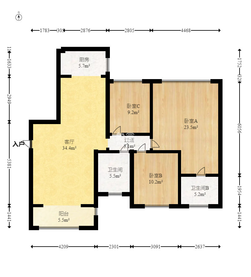航天溪湖  3室2廳1衛(wèi)   142.00萬