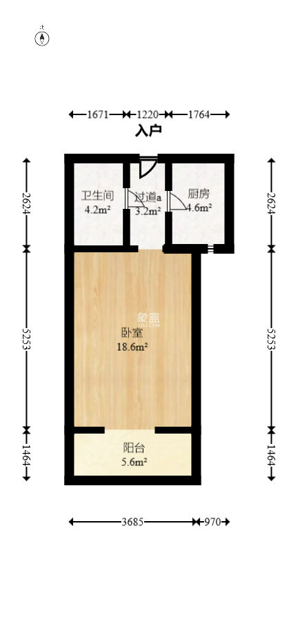 中海新城熙岸（中信新城五期）  1室1厅1卫   26.60万