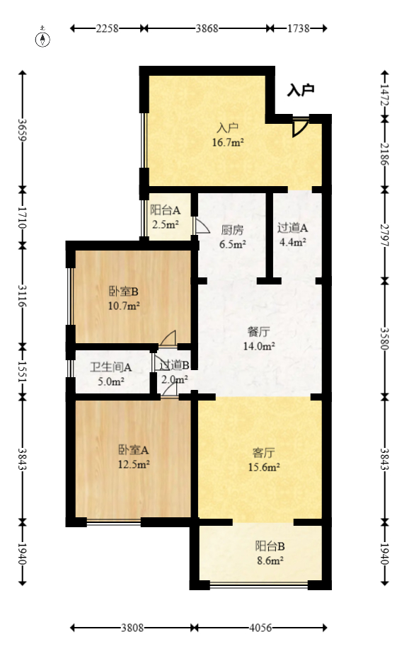 润和长郡（润和紫郡二三期）  3室2厅1卫    63.0万室内图1