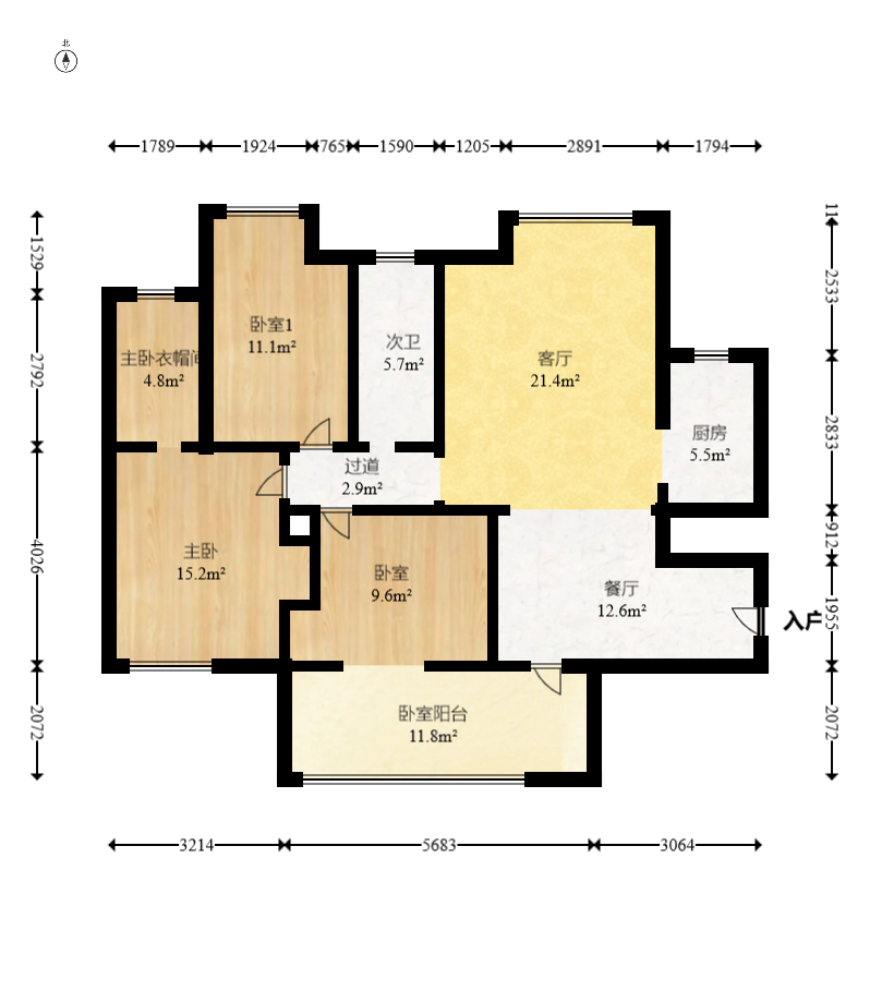 百納廣場(chǎng)（百納公寓）  3室2廳1衛(wèi)    115.0萬室內(nèi)圖1
