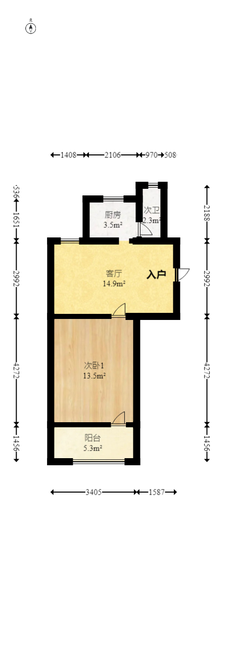 解放四村石子冲  1室1厅1卫   32.00万室内图1