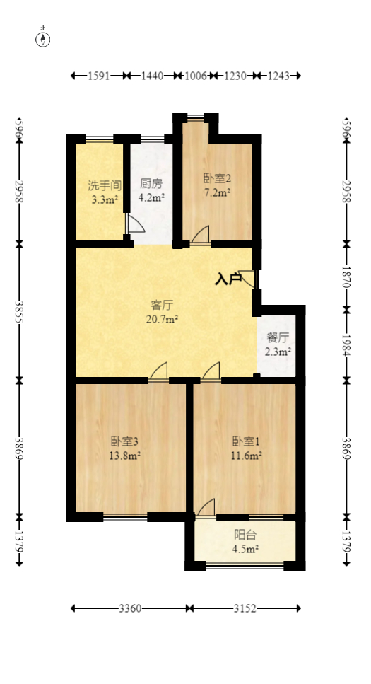 骆家坝小区  3室2厅1卫   58.90万室内图1