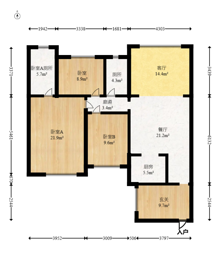 枫华府第  3室2厅2卫   83.00万室内图1