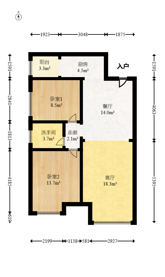 天下一家  2室2厅1卫   85.00万室内图1