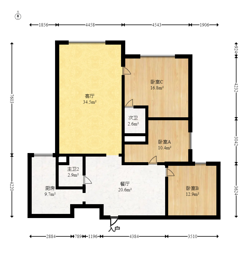 城市山水豪园（山水城市风景）  3室2厅1卫    132.0万室内图1
