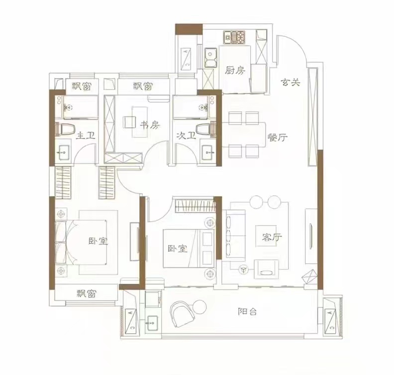 建发央著  3室2厅1卫   85.00万